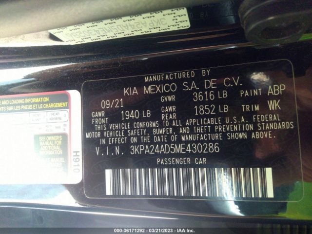 3KPA24AD5ME430286 KIA RIO LX