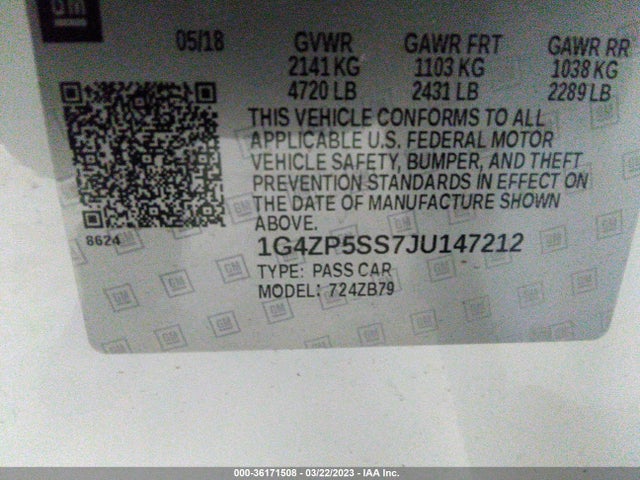 2018 Buick LaCrosse, VIN: 1G4ZP5SS7JU147212