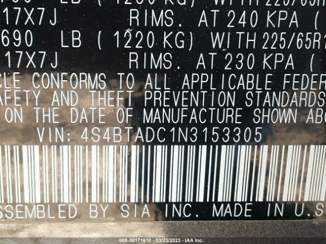 4S4BTADC1N3153305 Subaru Outback Premium