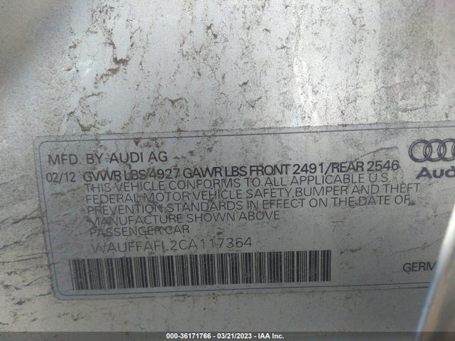 WAUFFAFL2CA117364 Audi A4 2.0t Premium Plus