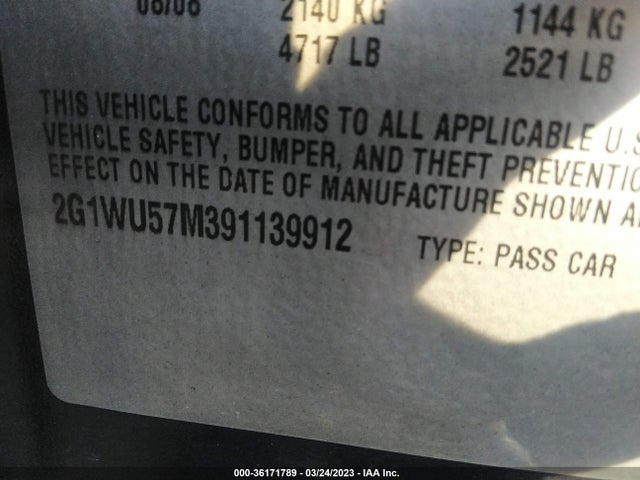 2009 CHEVROLET IMPALA LTZ VIN: 2G1WU57M391139912