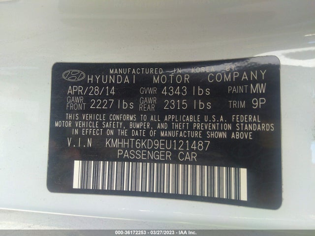 2014 Hyundai Genesis, VIN: KMHHT6KD9EU121487