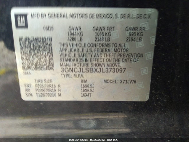 Chevrolet Trax Lt 2018 3GNCJLSBXJL373097 Image 9