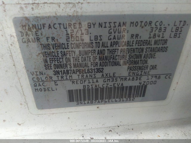 2014 NISSAN SENTRA S VIN: 3N1AB7AP6EL631352
