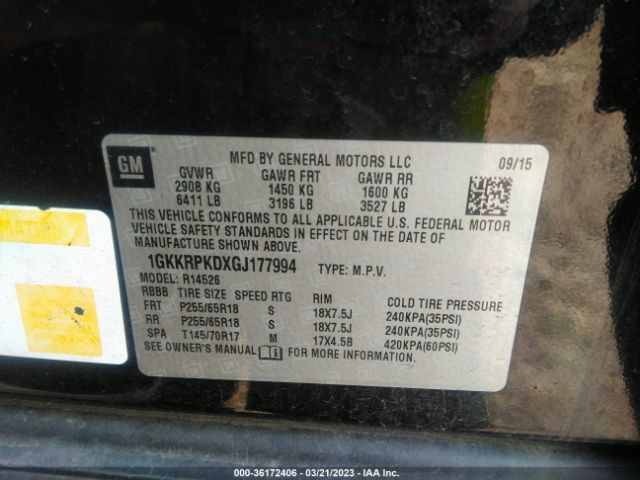 1GKKRPKDXGJ177994 GMC ACADIA SLE