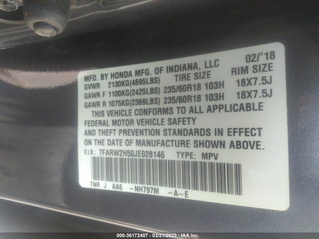 Honda CR-V EX 2018 7FARW2H50JE028146 Image 9