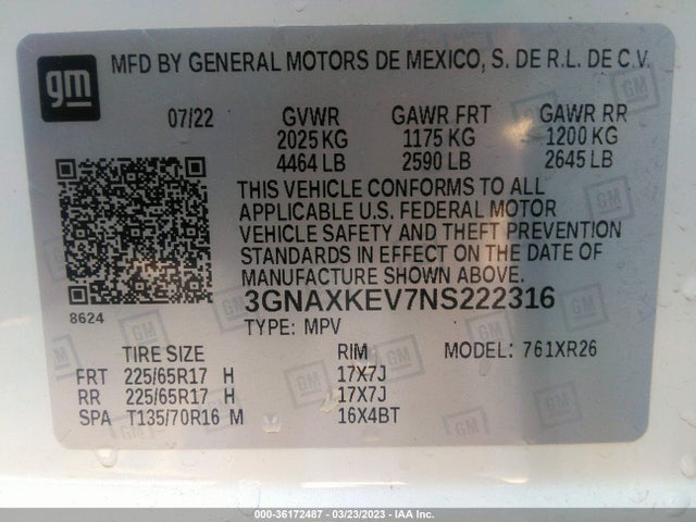 Chevrolet EQUINOX LT 2022 3GNAXKEV7NS222316 Image 9