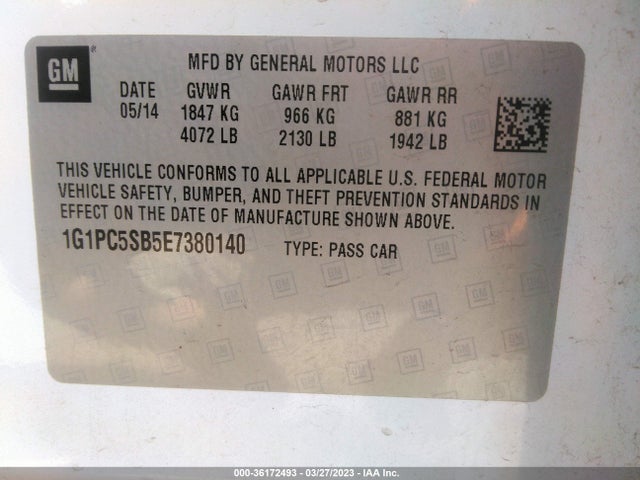 Chevrolet Cruze 1lt 2014 1G1PC5SB5E7380140 Image 10