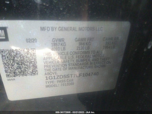 Chevrolet MALIBU LT 2020 1G1ZD5ST7LF104740 Image 9