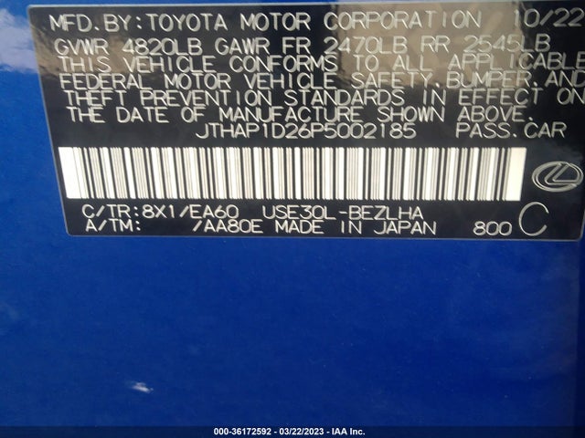 2023 Lexus IS, VIN: JTHAP1D26P5002185