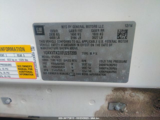 1GKKVTKDXFJ237209 GMC Acadia Denali