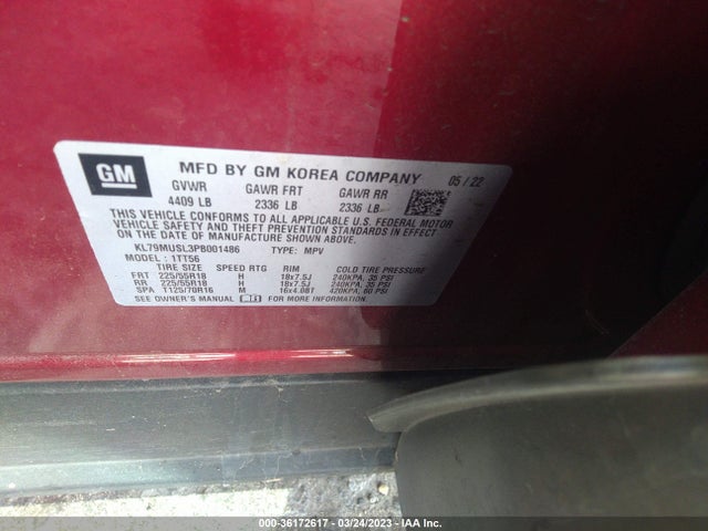 Chevrolet Trailblazer Rs 2023 KL79MUSL3PB001486 Image 9
