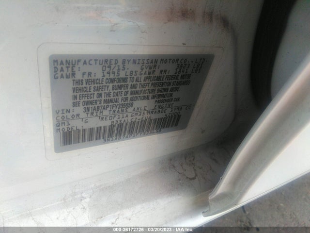 2015 NISSAN SENTRA S VIN: 3N1AB7AP1FY335658
