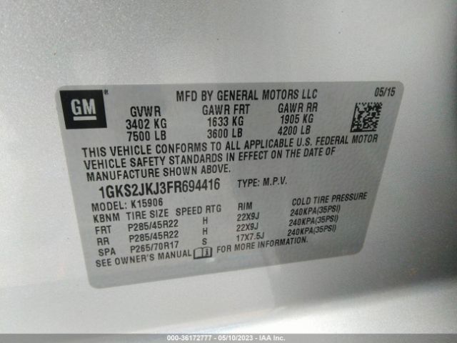 1GKS2JKJ3FR694416 GMC YUKON XL DENALI