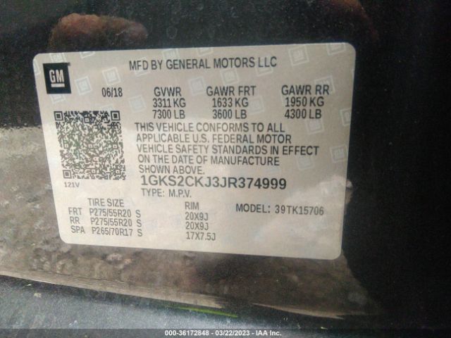 1GKS2CKJ3JR374999 GMC YUKON DENALI