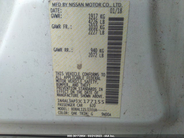 Nissan Altima 2.5 Sv 2018 1N4AL3AP3JC177155 Image 11