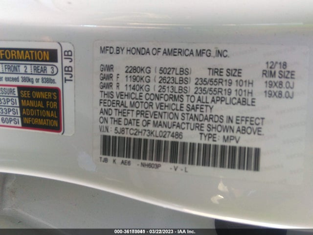 Acura Rdx W/advance Pkg 2019 5J8TC2H73KL027486 Image 9