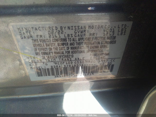 Nissan SENTRA SV 2022 3N1AB8CV1NY246219 Image 9