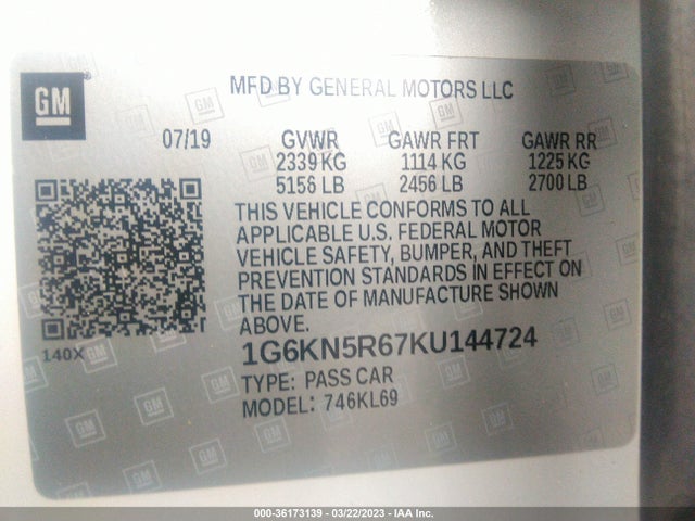 2019 Cadillac CT6, VIN: 1G6KN5R67KU144724