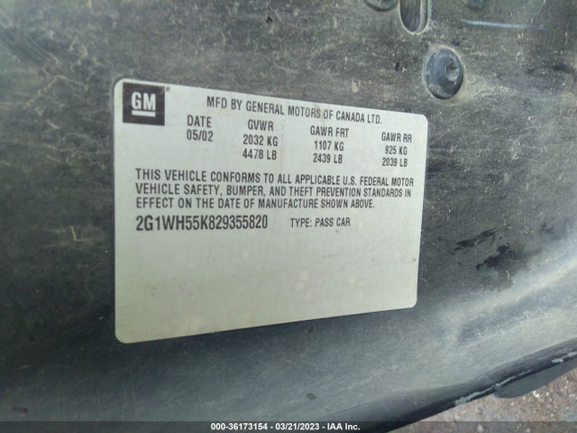 Chevrolet IMPALA LS 2002 2G1WH55K829355820 Image 10