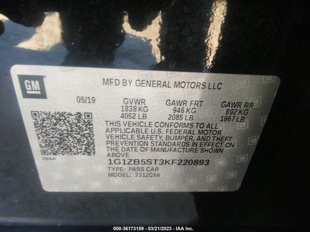 Chevrolet MALIBU LS 2019 1G1ZB5ST3KF220893 Image 10
