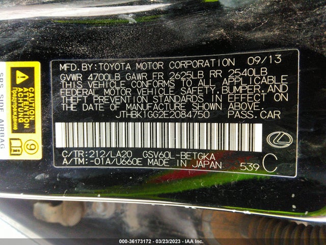 JTHBK1GG2E2084750 Lexus ES 350