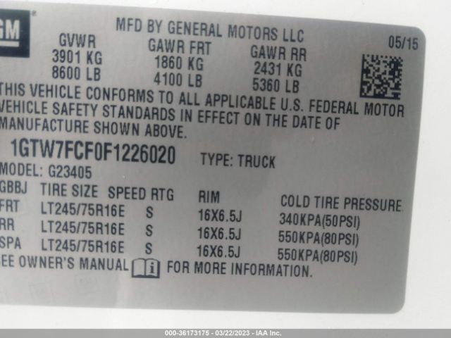 1GTW7FCF0F1226020 GMC SAVANA CARGO VAN