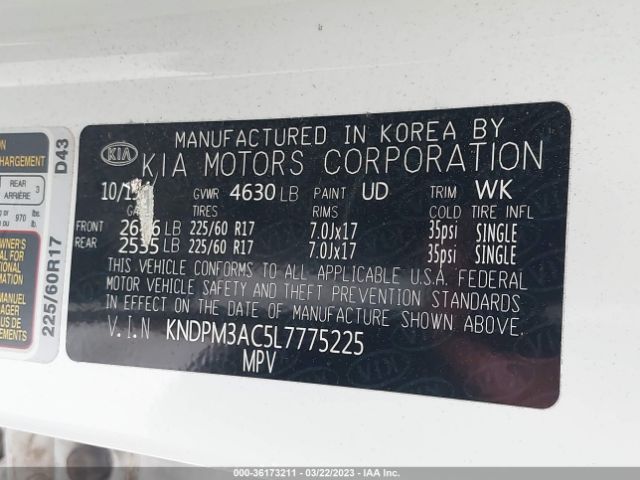 KNDPM3AC5L7775225 KIA Sportage Lx