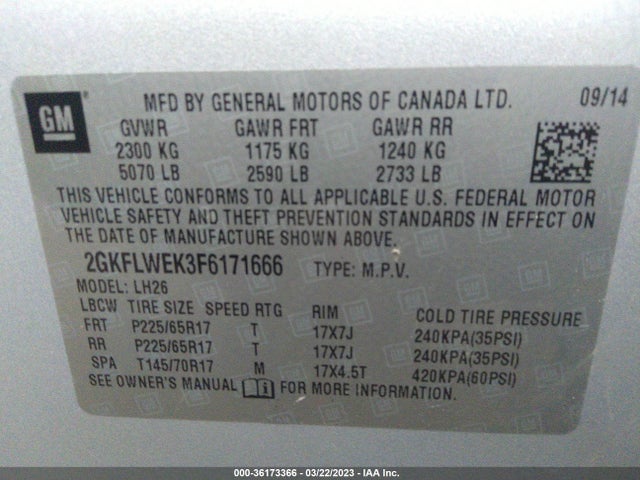 2015 GMC Terrain, VIN: 2GKFLWEK3F6171666