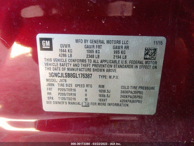Chevrolet Trax Lt 2016 3GNCJLSB8GL176387 Image 21