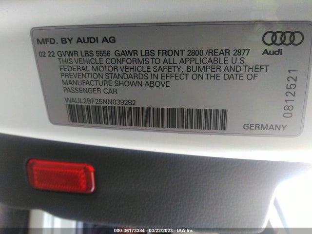 2022 Audi A6, VIN: WAUL2BF25NN039282