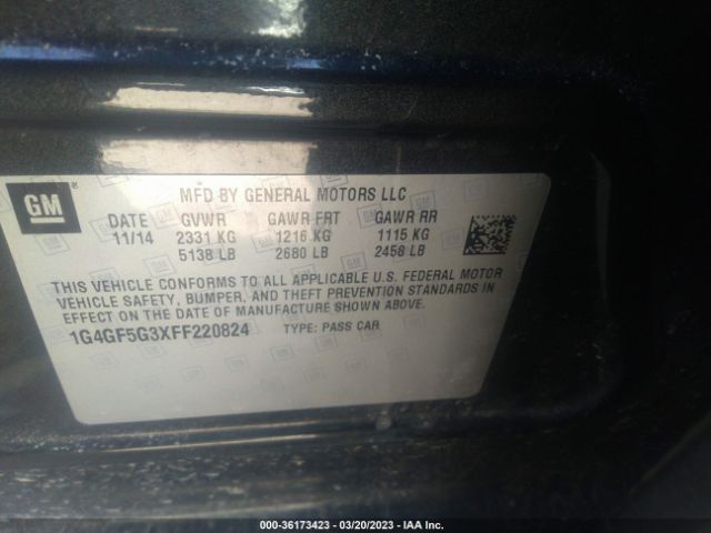 1G4GF5G3XFF220824 Buick Lacrosse Premium Ii