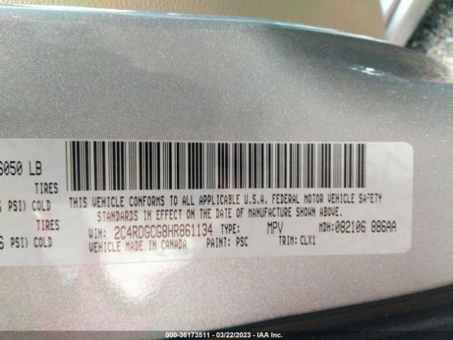 2C4RDGCG8HR861134 Dodge Grand Caravan Sxt