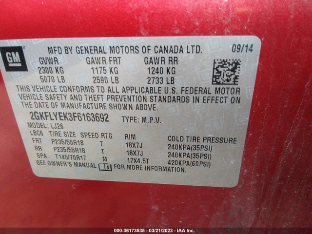 GMC Terrain Slt 2015 2GKFLYEK3F6163692 Image 9
