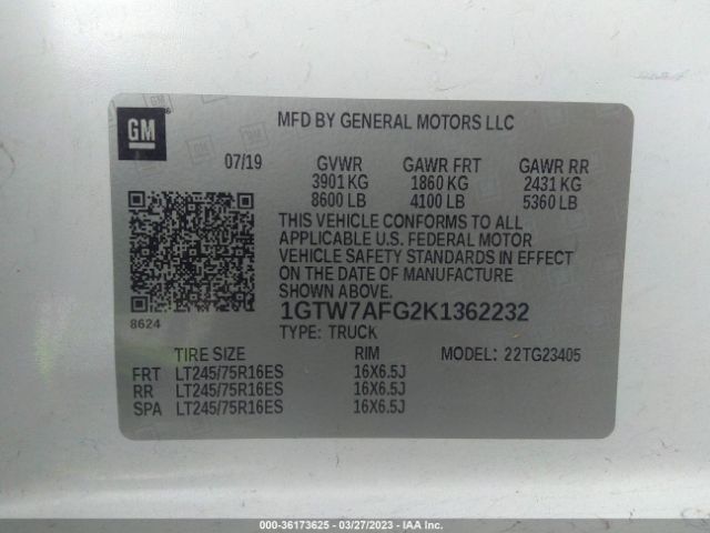 1GTW7AFG2K1362232 GMC SAVANA CARGO VAN