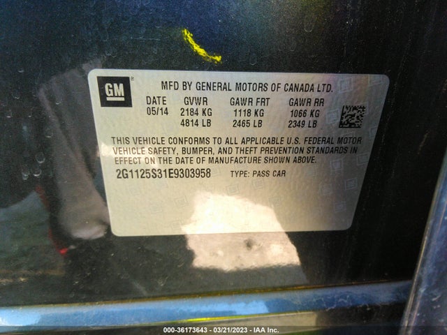 Chevrolet IMPALA LT 2014 2G1125S31E9303958 Image 9
