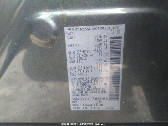5N1AT2MT1EC766980 Nissan ROGUE SV