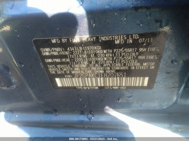 JF2GPAKC1EH201651 Subaru Xv Crosstrek Limited