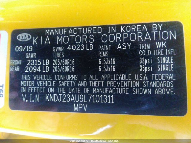 KNDJ23AU9L7101311 KIA SOUL LX