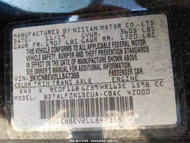 Nissan Versa 2020 3N1CN8EV2LL847355 Image 25
