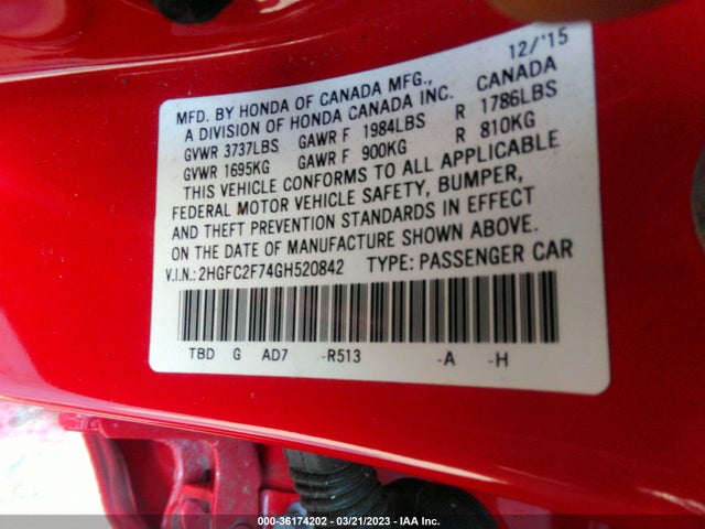 Honda Civic Sedan Ex 2016 2HGFC2F74GH520842 Image 11