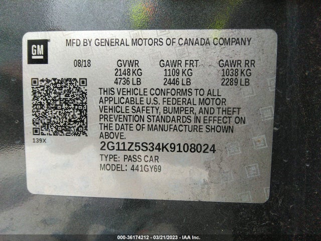 Chevrolet IMPALA LT 2019 2G11Z5S34K9108024 Image 9