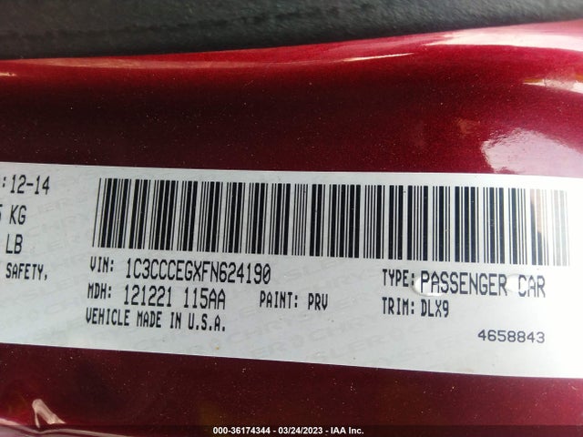 1C3CCCEGXFN624190 Chrysler 200 C