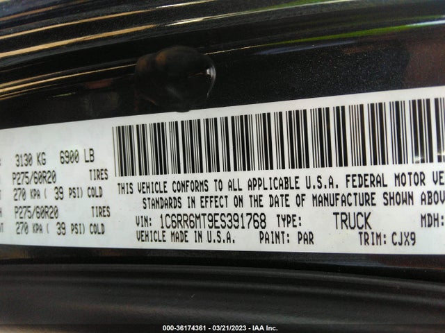 1C6RR6MT9ES391768 RAM 1500 Sport