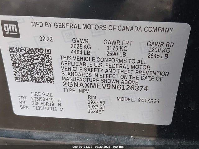 Chevrolet EQUINOX RS 2022 2GNAXMEV9N6126374 Image 10