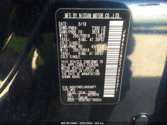 JN8AY2ND3J9059971 Nissan ARMADA SV