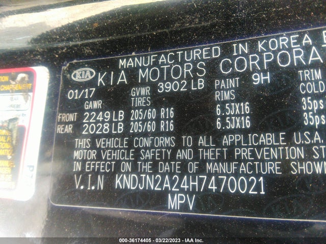 KIA Soul Base 2017 KNDJN2A24H7470021 Image 10