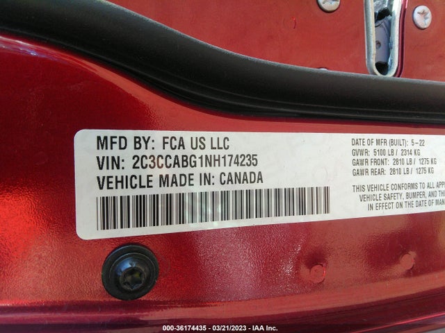 2022 Chrysler 300, VIN: 2C3CCABG1NH174235