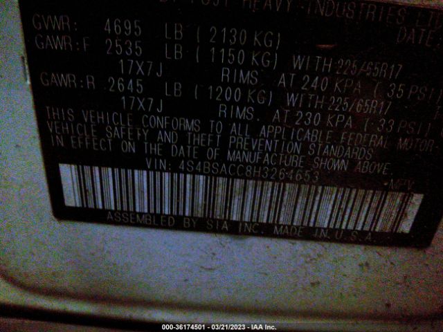 4S4BSACC8H3264653 Subaru Outback Premium