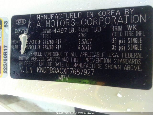 KNDPB3ACXF7687927 KIA Sportage Lx